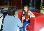 02-09-2010 : HOCKEY : BDO FIH WORLD CUP HOCKEY WOMEN 2010 : PERSMOMENT : ROSARIO (ARGENTINIE)
Kelly Jonker geinterviewd door Rabosport TV.
Foto : Ben Haeck