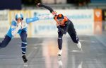 28-12-2021 SCHAATSEN: OLYMPISCH KWALIFICATIE TOERNOOI: HEERENVEEN
Suzanne Schulting  in actie tijd op de eerste 500 meter. 
Photo by SCS/Soenar Chamid