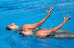 17-06-2022 SYNCHROONZWEMMEN: WK BOEDAPEST HONGARIJE
Anna en Eirini Alexandri (AUT) compete in the preliminaries for the women Duet Technical in Artistic Swimming during the 19th FINA  World Aquatics Championships on June 17, 2022 at the Alfred Hajos Swimming Complex in Budapest, Hungary
Photo by SCS/Soenar Chamid
