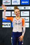 Maike VAN DER DUIN of Netherlands at the victory ceremony of the women‚Äôs scratch race during the Day 1 of 112th Track Cycling World Championships on October 12, 2022 in Saint-Quentin-en-Yvelines, France. (Photo by SCS/Icon Sport) 12-10-2022 BAANWIELRENNEN: WK SAINT QUENTIN (NETHERLANDS ONLY)